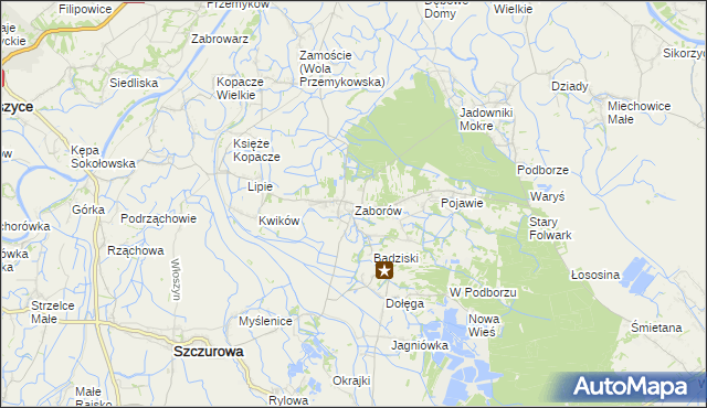 mapa Zaborów gmina Szczurowa, Zaborów gmina Szczurowa na mapie Targeo