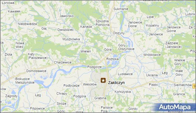 mapa Zawada Lanckorońska, Zawada Lanckorońska na mapie Targeo