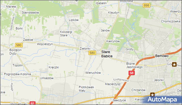 mapa Zielonki-Parcela, Zielonki-Parcela na mapie Targeo