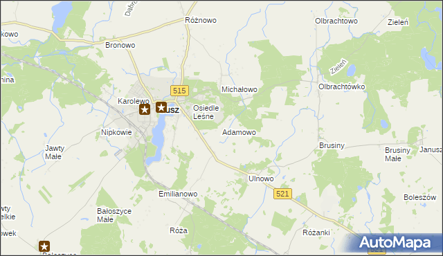 mapa Adamowo gmina Susz, Adamowo gmina Susz na mapie Targeo