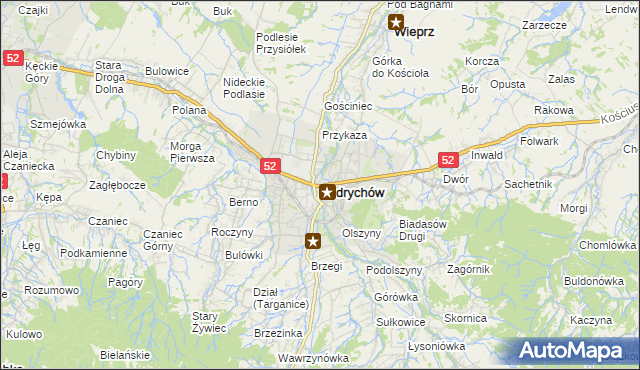 mapa Andrychów, Andrychów na mapie Targeo