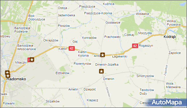 mapa Antopol gmina Kodrąb, Antopol gmina Kodrąb na mapie Targeo