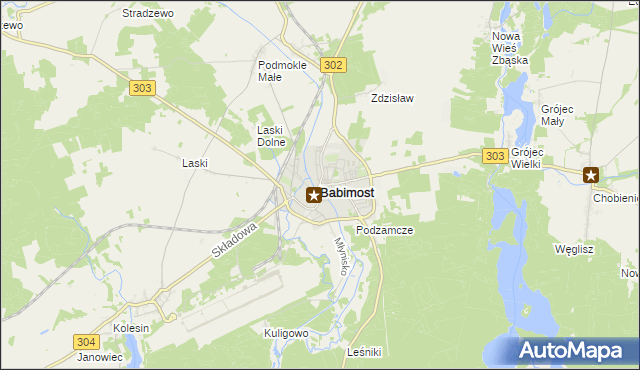 mapa Babimost, Babimost na mapie Targeo