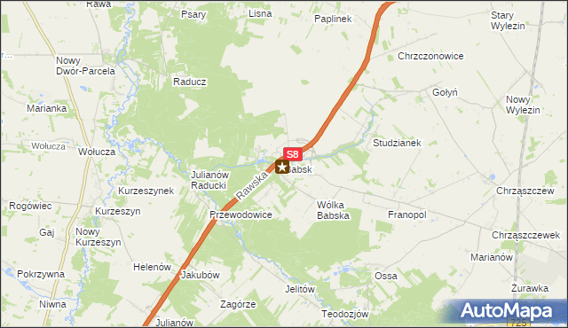 mapa Babsk gmina Biała Rawska, Babsk gmina Biała Rawska na mapie Targeo