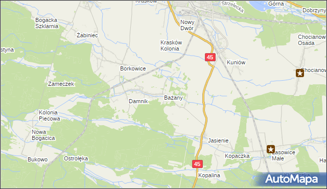 mapa Bażany, Bażany na mapie Targeo