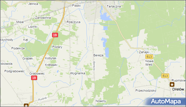 mapa Bereza, Bereza na mapie Targeo