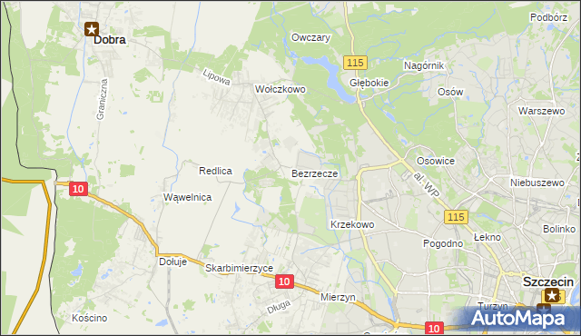 mapa Bezrzecze, Bezrzecze na mapie Targeo
