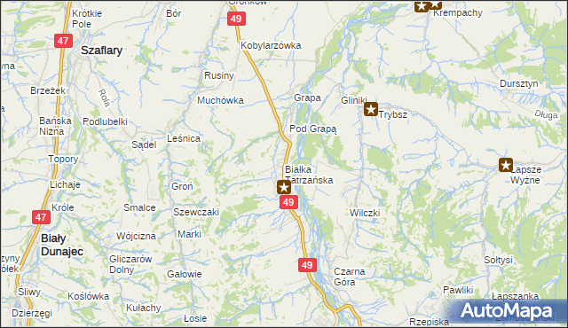 mapa Białka Tatrzańska, Białka Tatrzańska na mapie Targeo