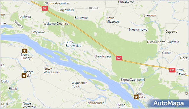 mapa Białobrzegi gmina Bodzanów, Białobrzegi gmina Bodzanów na mapie Targeo