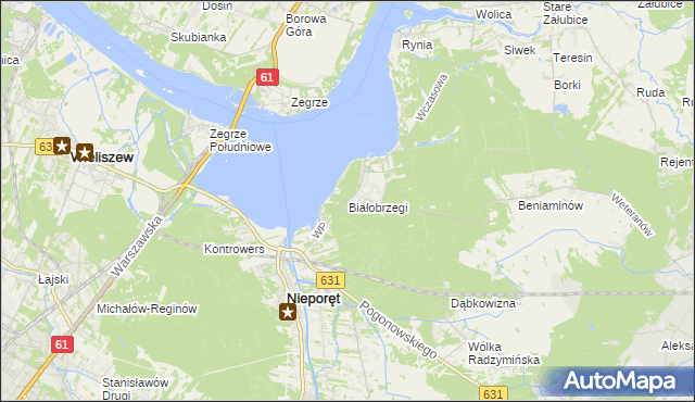 mapa Białobrzegi gmina Nieporęt, Białobrzegi gmina Nieporęt na mapie Targeo