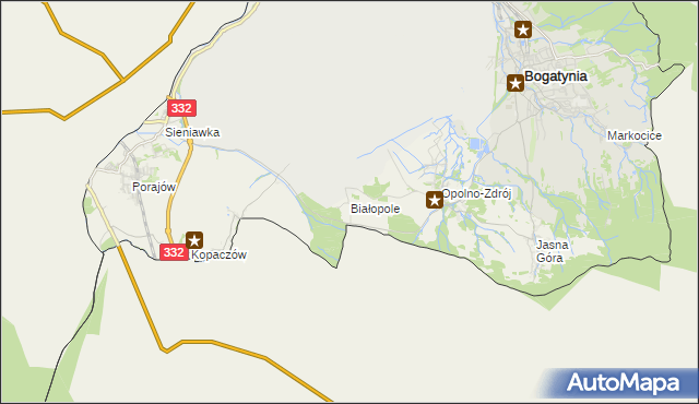 mapa Białopole gmina Bogatynia, Białopole gmina Bogatynia na mapie Targeo