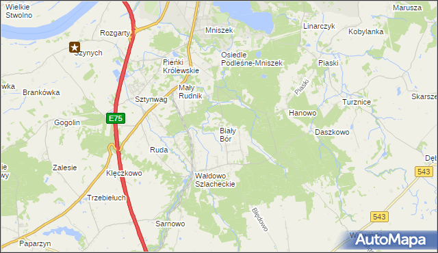 mapa Biały Bór gmina Grudziądz, Biały Bór gmina Grudziądz na mapie Targeo