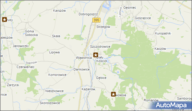 mapa Biały Kościół gmina Strzelin, Biały Kościół gmina Strzelin na mapie Targeo