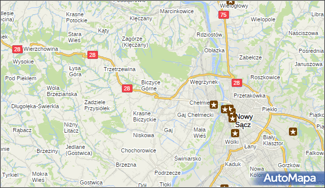mapa Biczyce Dolne, Biczyce Dolne na mapie Targeo