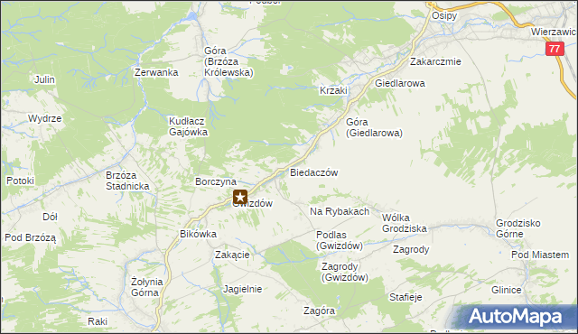 mapa Biedaczów, Biedaczów na mapie Targeo