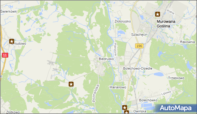 mapa Biedrusko, Biedrusko na mapie Targeo