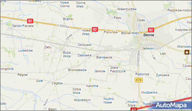 mapa Bieniewice, Bieniewice na mapie Targeo