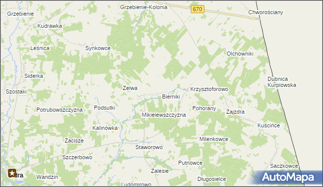 mapa Bierniki, Bierniki na mapie Targeo