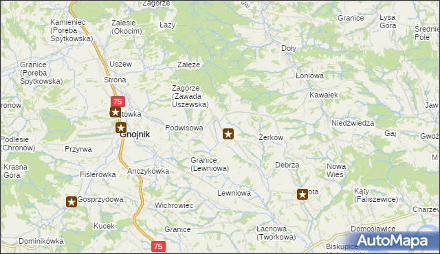 mapa Biesiadki gmina Gnojnik, Biesiadki gmina Gnojnik na mapie Targeo