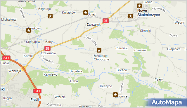 mapa Biskupice Ołoboczne, Biskupice Ołoboczne na mapie Targeo