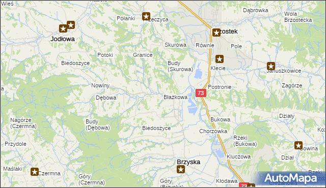 mapa Błażkowa gmina Brzyska, Błażkowa gmina Brzyska na mapie Targeo