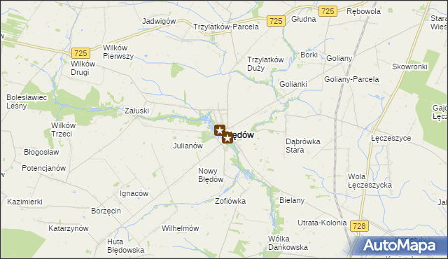 mapa Błędów powiat grójecki, Błędów powiat grójecki na mapie Targeo