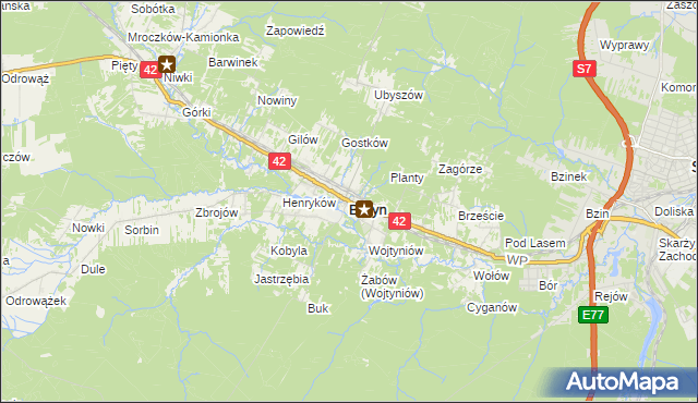 mapa Bliżyn, Bliżyn na mapie Targeo