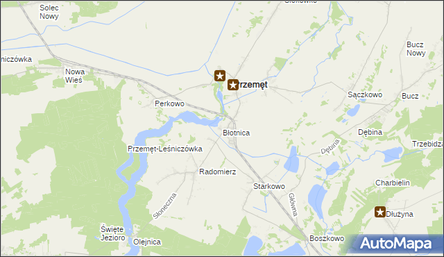 mapa Błotnica gmina Przemęt, Błotnica gmina Przemęt na mapie Targeo