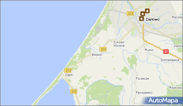 mapa Bobolin gmina Darłowo, Bobolin gmina Darłowo na mapie Targeo