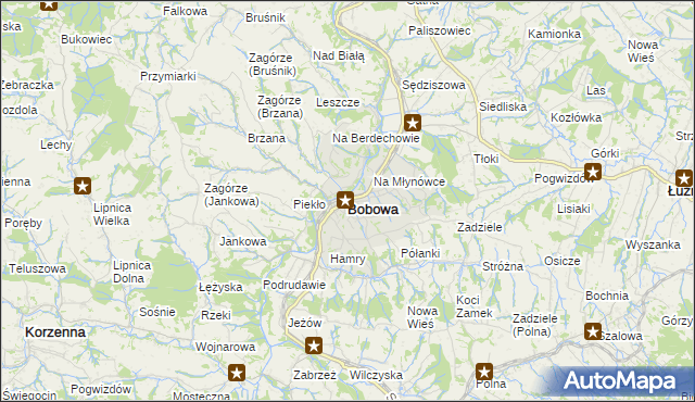 mapa Bobowa powiat gorlicki, Bobowa powiat gorlicki na mapie Targeo