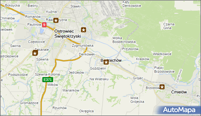 mapa Bodzechów, Bodzechów na mapie Targeo