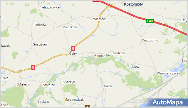 mapa Bogdanów gmina Kostomłoty, Bogdanów gmina Kostomłoty na mapie Targeo