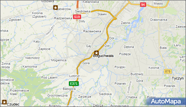 mapa Boguchwała powiat rzeszowski, Boguchwała powiat rzeszowski na mapie Targeo