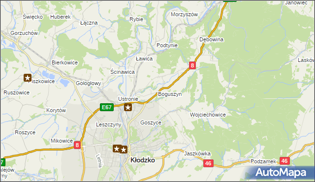 mapa Boguszyn gmina Kłodzko, Boguszyn gmina Kłodzko na mapie Targeo