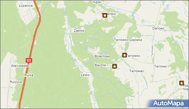 mapa Bolechowo gmina Goleniów, Bolechowo gmina Goleniów na mapie Targeo