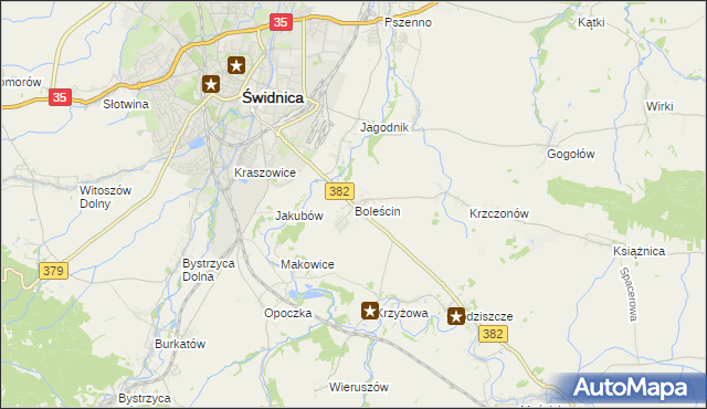 mapa Boleścin gmina Świdnica, Boleścin gmina Świdnica na mapie Targeo