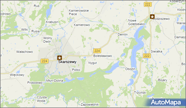 mapa Bolesławowo gmina Skarszewy, Bolesławowo gmina Skarszewy na mapie Targeo
