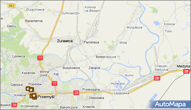 mapa Bolestraszyce, Bolestraszyce na mapie Targeo