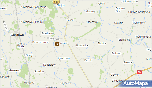 mapa Bombalice, Bombalice na mapie Targeo