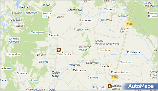 mapa Borecznia Wielka, Borecznia Wielka na mapie Targeo