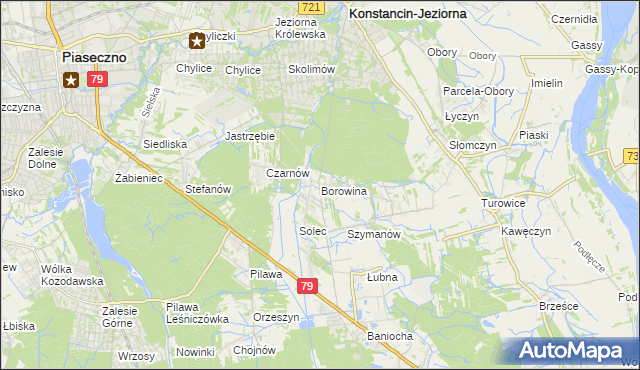 mapa Borowina gmina Konstancin-Jeziorna, Borowina gmina Konstancin-Jeziorna na mapie Targeo