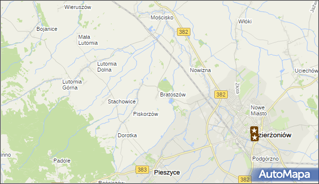 mapa Bratoszów, Bratoszów na mapie Targeo