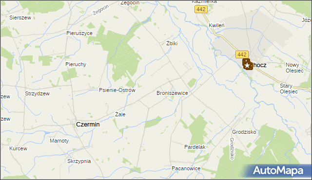 mapa Broniszewice, Broniszewice na mapie Targeo
