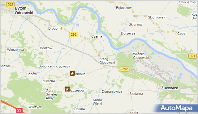 mapa Brzeg Głogowski, Brzeg Głogowski na mapie Targeo