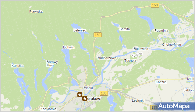 mapa Bucharzewo, Bucharzewo na mapie Targeo