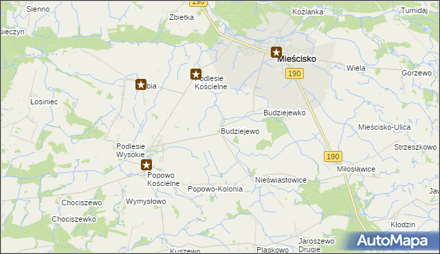 mapa Budziejewo, Budziejewo na mapie Targeo