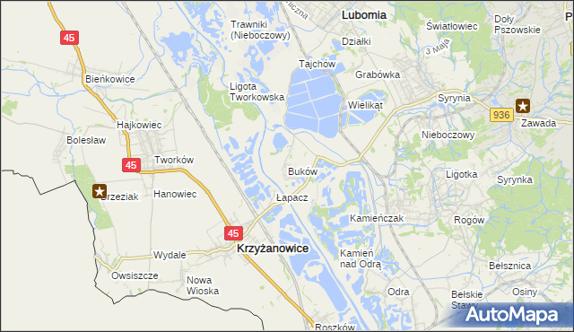 mapa Buków gmina Lubomia, Buków gmina Lubomia na mapie Targeo