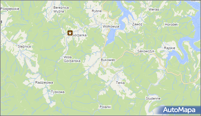 mapa Bukowiec gmina Solina, Bukowiec gmina Solina na mapie Targeo