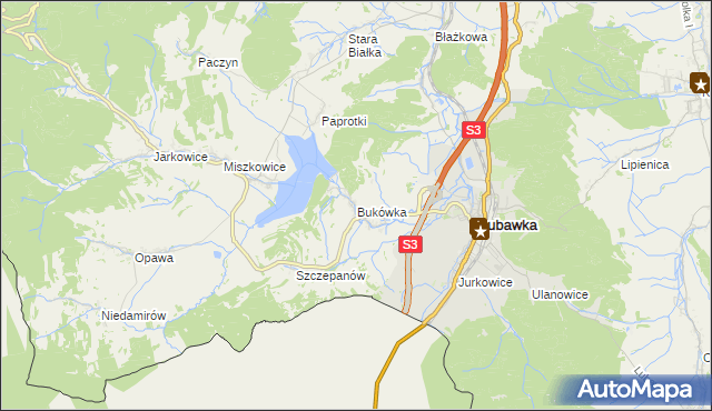mapa Bukówka gmina Lubawka, Bukówka gmina Lubawka na mapie Targeo