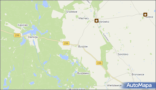 mapa Buszów gmina Strzelce Krajeńskie, Buszów gmina Strzelce Krajeńskie na mapie Targeo